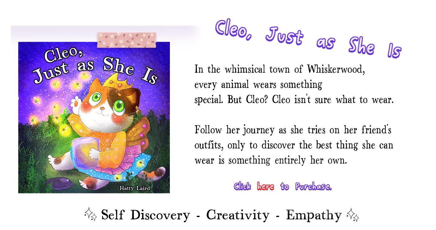cleo just as she is, a beautiful children's book about a cat finding her true self.